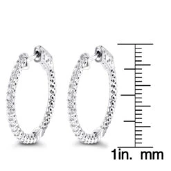 Small Hoops 14K White Gold Diamond Hoop Earrings Inside Out 0.74ct -Invicta Jewelry Store small hoops 14k diamond hoop earrings inside out 074 p 6932 rulerwh