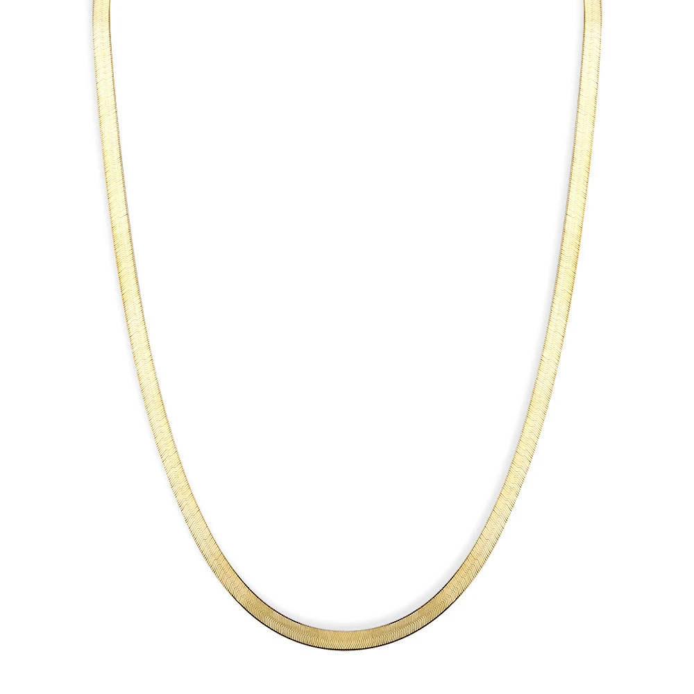 Solid 10K Yellow Gold Herringbone Chain Necklace 4.5mm 16 Inches 4 Solid 10K Yellow Gold Herringbone Chain Necklace 4.5mm 16 Inches - Image 2