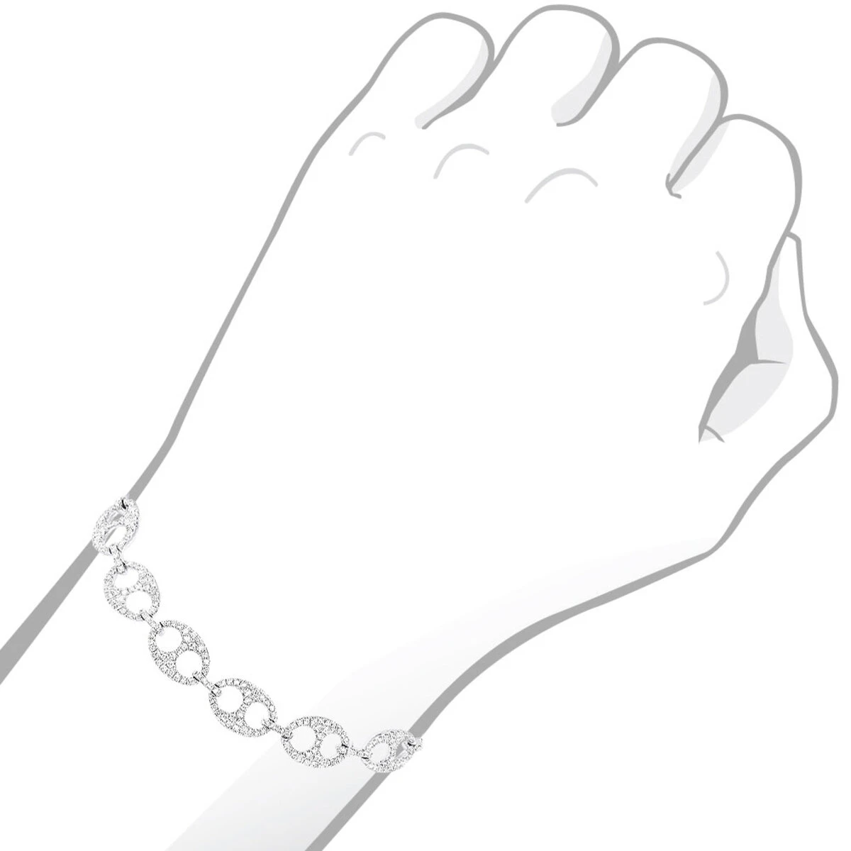 2.3 Carat Gucci Link Diamond Bracelet For Women Solid 14K White Gold 6 2.3 Carat Gucci Link Diamond Bracelet For Women Solid 14K White Gold - Image 4