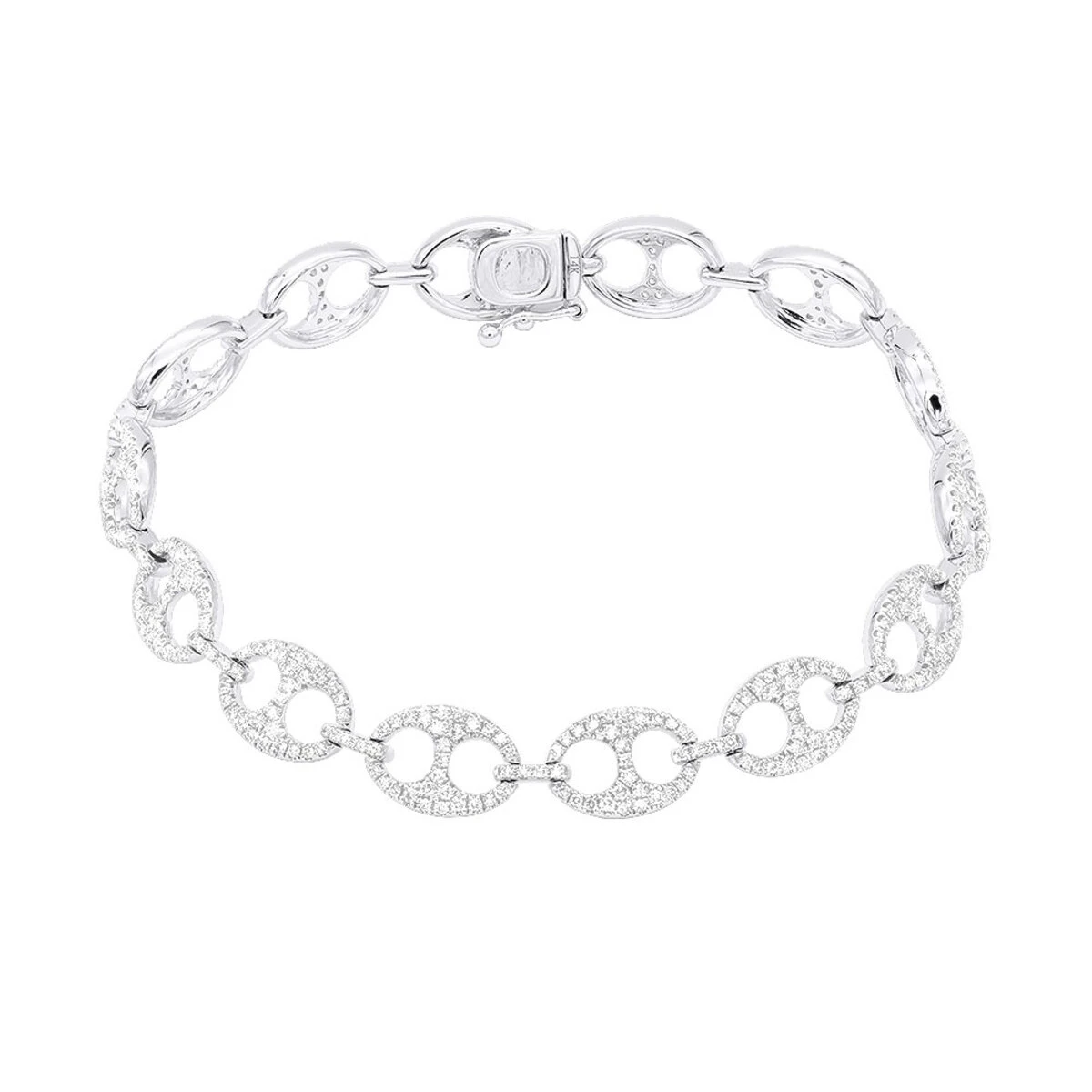 2.3 Carat Gucci Link Diamond Bracelet For Women Solid 14K White Gold 3 2.3 Carat Gucci Link Diamond Bracelet For Women Solid 14K White Gold