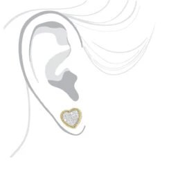 Large Solid 14K Yellow Gold Heart Diamond Stud Earrings For Women 0.75ct By Luxurman -Invicta Jewelry Store solid 14k gold heart diamond stud earrings for women 075ct by luxurman bodye