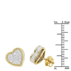 Large Solid 14K Yellow Gold Heart Diamond Stud Earrings For Women 0.75ct By Luxurman -Invicta Jewelry Store solid 14k gold heart diamond stud earrings for women 075ct by luxurman rulerye