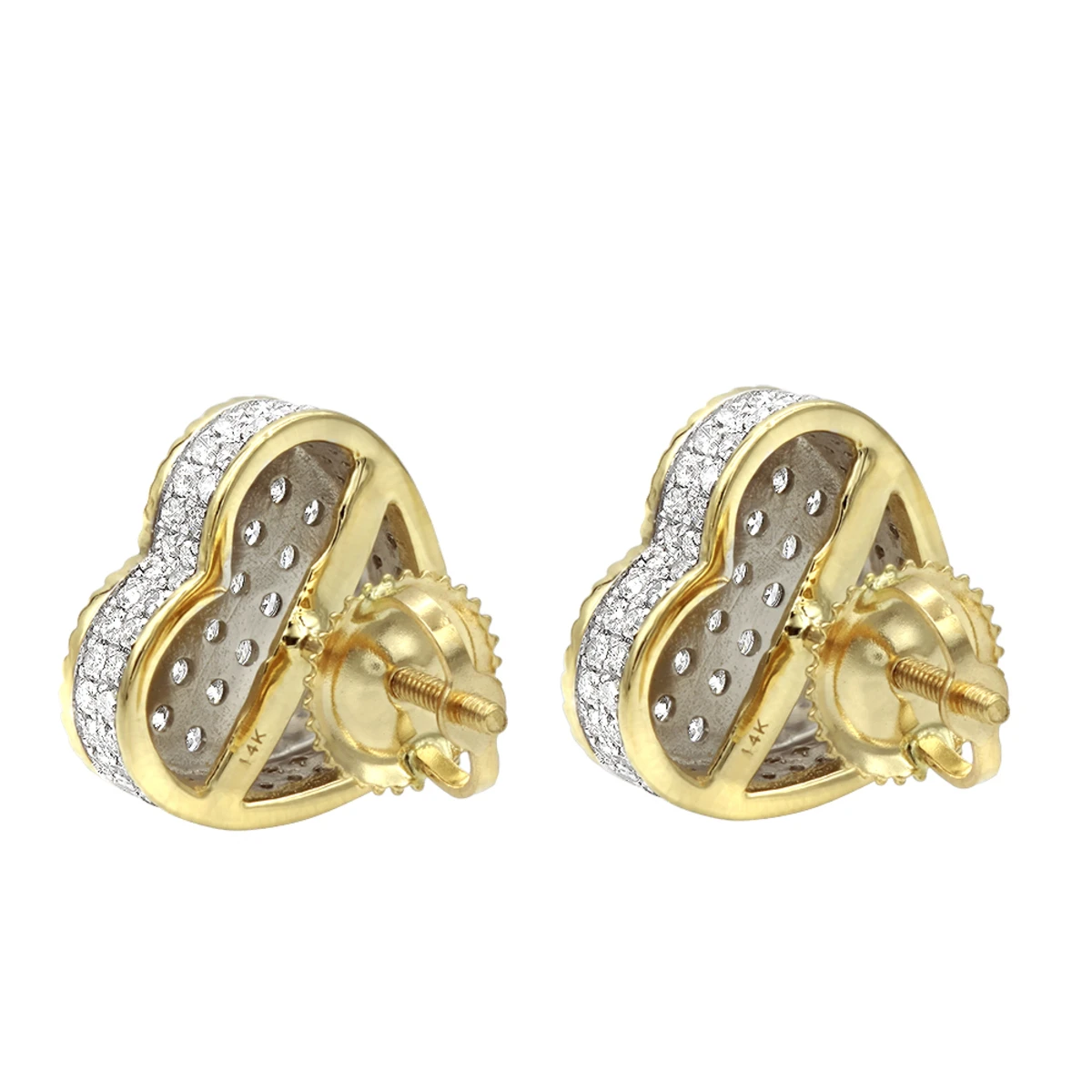 Solid 14K White Gold Large Heart Diamond Stud Earrings For Women 1ct By Luxurman 6 Solid 14K White Gold Large Heart Diamond Stud Earrings For Women 1ct By Luxurman - Image 4