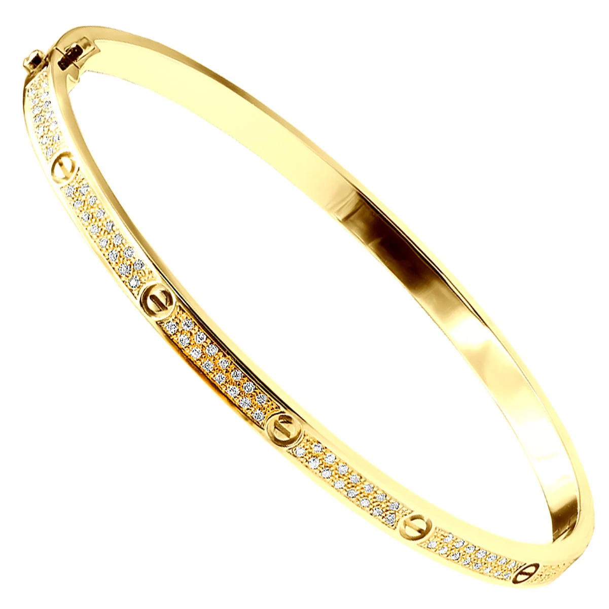 18K White Gold Diamond Bangle Bracelet For Women 1.2 Ct Love Bracelet 4 18K White Gold Diamond Bangle Bracelet For Women 1.2 Ct Love Bracelet - Image 2