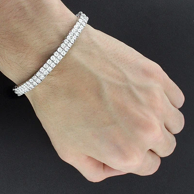 Sterling Silver 2 Row Diamond Bracelet 0.40ct 5 Sterling Silver 2 Row Diamond Bracelet 0.40ct - Image 3