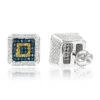 Square Sterling Silver Diamond Earrings Studs 0.35ct Yellow Blue Diamonds -Invicta Jewelry Store sterling silver diamond earrings 050ct yellow blue p 44068