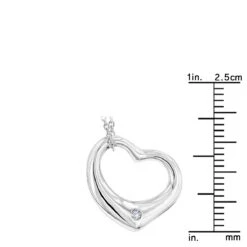 Sterling Silver Open Heart Diamond Necklace With Chain Luxurman Love Quotes -Invicta Jewelry Store sterling silver open heart diamond necklace with chain luxurman love quotes ruler