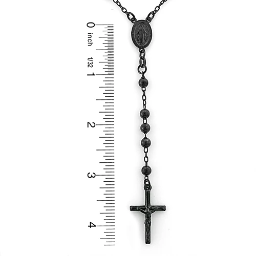 Sterling Silver Rosary Necklace Black Rhodium Plating 5mm Beads 4 Sterling Silver Rosary Necklace Black Rhodium Plating 5mm Beads - Image 2