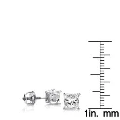 Two Carat 18K White Gold Solitaire Princess Cut Diamond Stud Earrings 13 Two Carat 18K White Gold Solitaire Princess Cut Diamond Stud Earrings -Invicta Jewelry Store two carat 18k gold solitaire princess cut diamond stud earrings rulerwh