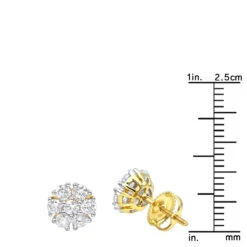 Unique 1 Carat Diamond Earrings Studs 14K Yellow Gold By Luxurman -Invicta Jewelry Store unique 1 carat diamond earrings studs in 14k gold by luxurman rulerye