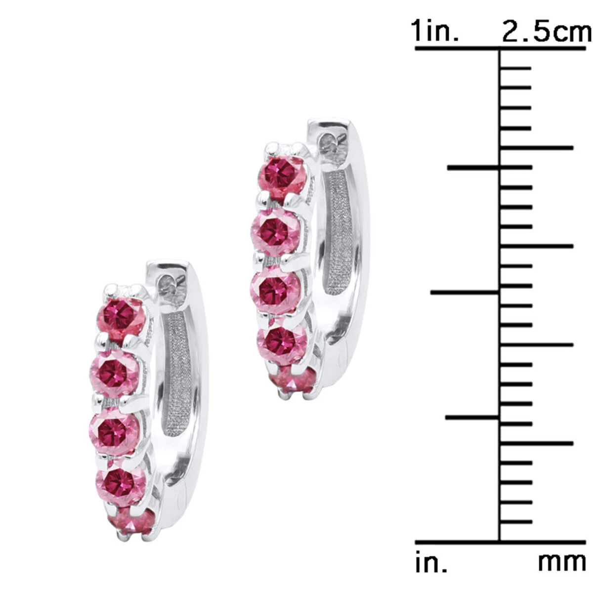 Pink Diamond Huggie Earrings Hoops 1 Carat 14K White Gold 8 Pink Diamond Huggie Earrings Hoops 1 Carat 14K White Gold - Image 6