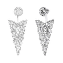 Unique 14K White Gold Designer Baguette Round Diamond Earrings 4ct