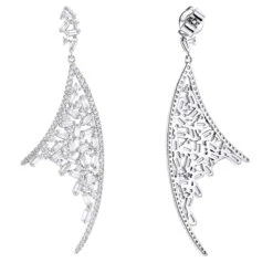 Unique 14K White Gold Designer Diamond Earrings 3.3ct
