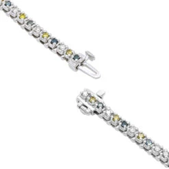 Unique 14K White Gold Yellow White Blue Diamond Tennis Bracelet For Women 1.5ct -Invicta Jewelry Store unique 14k gold yellow white blue diamond tennis bracelet for women 15ct backwh