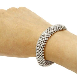 Unique 18K White Gold Ladies Diamond Bracelet 14.6ct G/VS By Luxurman -Invicta Jewelry Store unique 18k gold ladies diamond bracelet 146ct gvs by luxurman bodwh