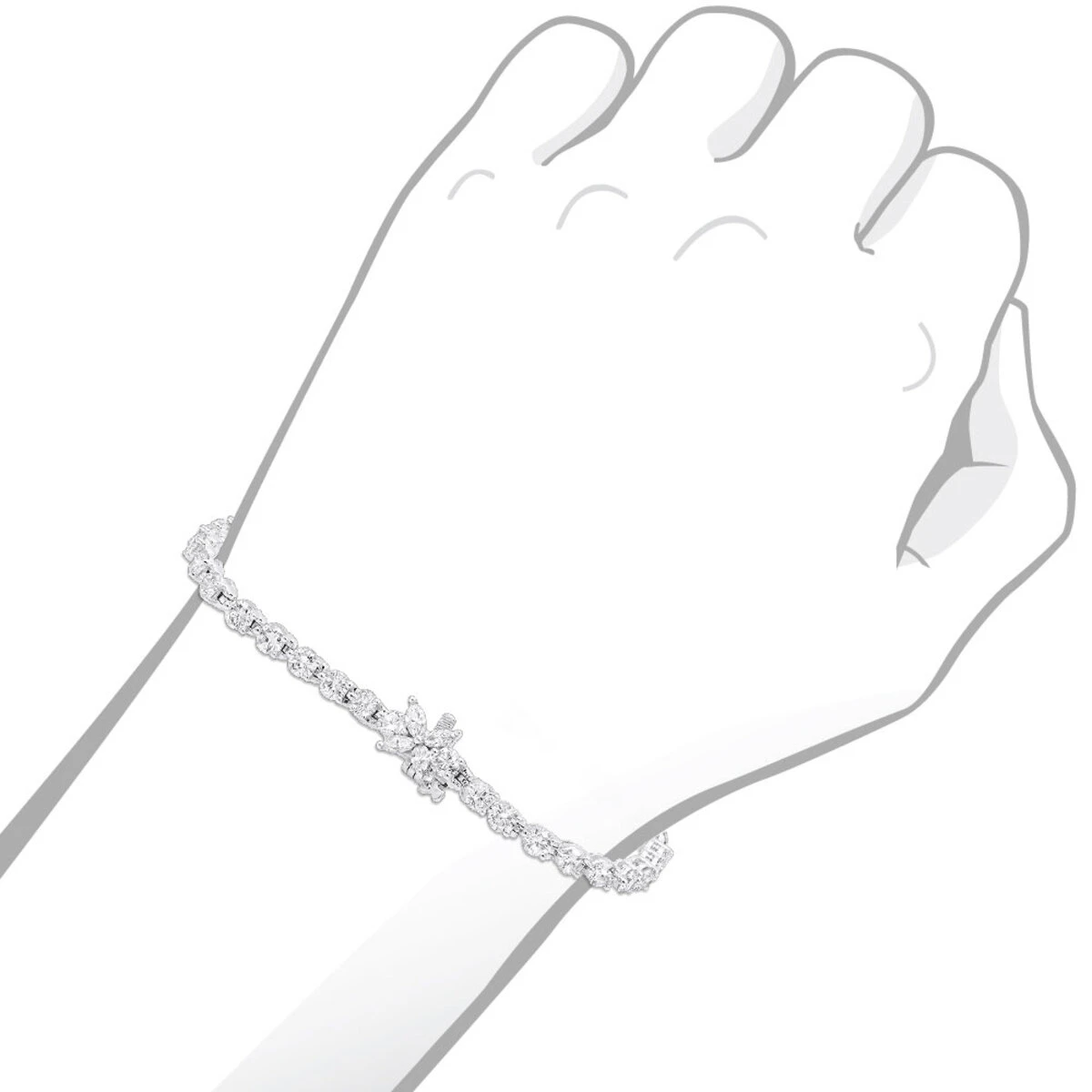 Unique 6 Carat VS Diamond Tennis Bracelet For Women 18K White Gold Flower Clasp 9 Unique 6 Carat VS Diamond Tennis Bracelet For Women 18K White Gold Flower Clasp - Image 7