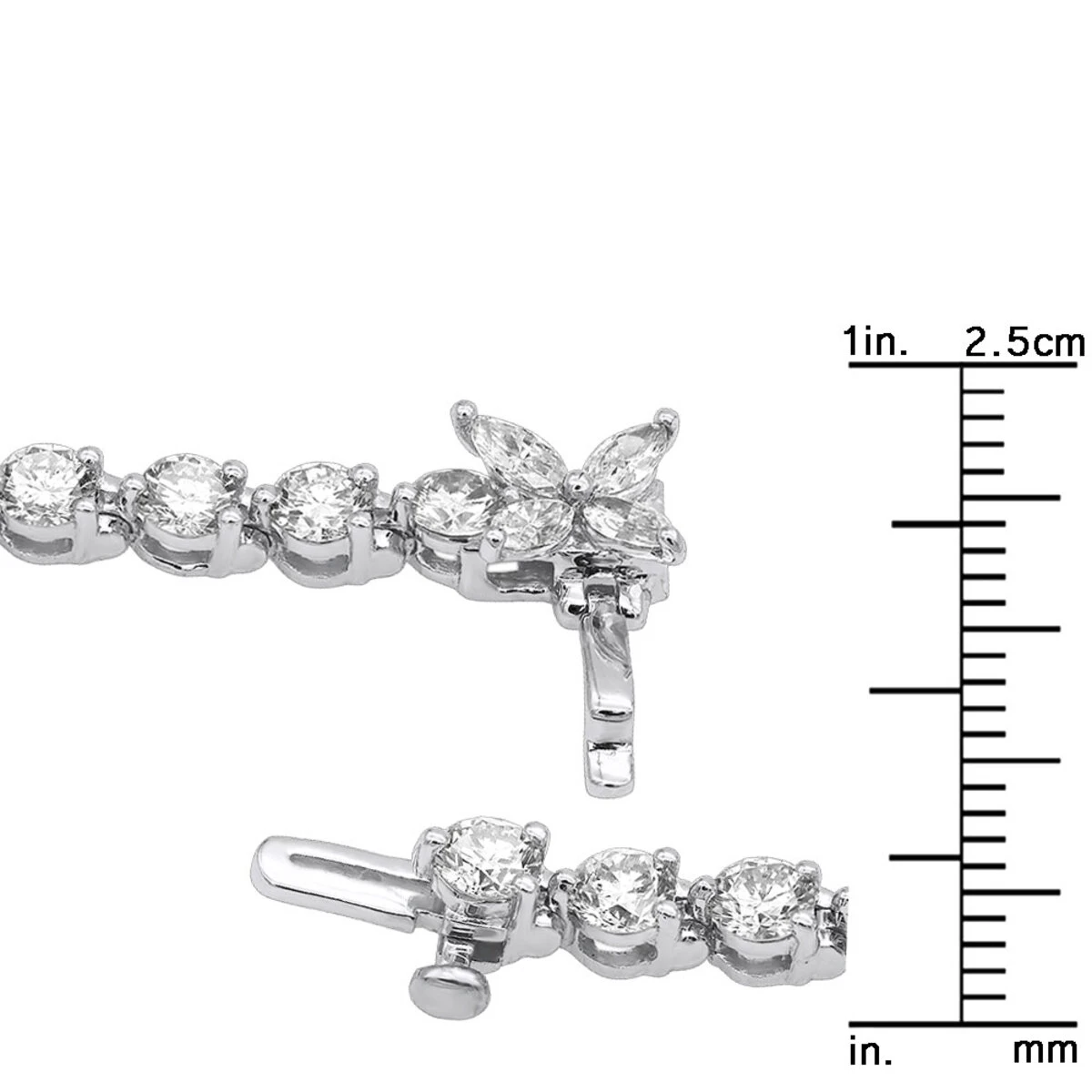 Unique 6 Carat VS Diamond Tennis Bracelet For Women 18K White Gold Flower Clasp 10 Unique 6 Carat VS Diamond Tennis Bracelet For Women 18K White Gold Flower Clasp - Image 8