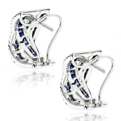Unique Designer Diamonds And Blue Sapphires Earrings For Her 14K White Gold -Invicta Jewelry Store unique designer diamonds and blue sapphires earrings for her 14k gold backwh