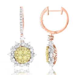 Unique Designer Ladies White Yellow Diamonds Flower Drop Earrings 14K White Gold 10 Unique Designer Ladies White Yellow Diamonds Flower Drop Earrings 14K White Gold -Invicta Jewelry Store unique designer ladies white yellow diamonds flower drop earrings 14k gold ro