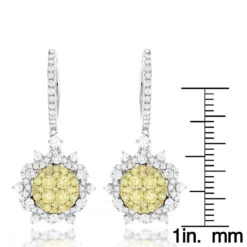 Unique Designer Ladies White Yellow Diamonds Flower Drop Earrings 14K White Gold 13 Unique Designer Ladies White Yellow Diamonds Flower Drop Earrings 14K White Gold -Invicta Jewelry Store unique designer ladies white yellow diamonds flower drop earrings 14k gold rulerwh
