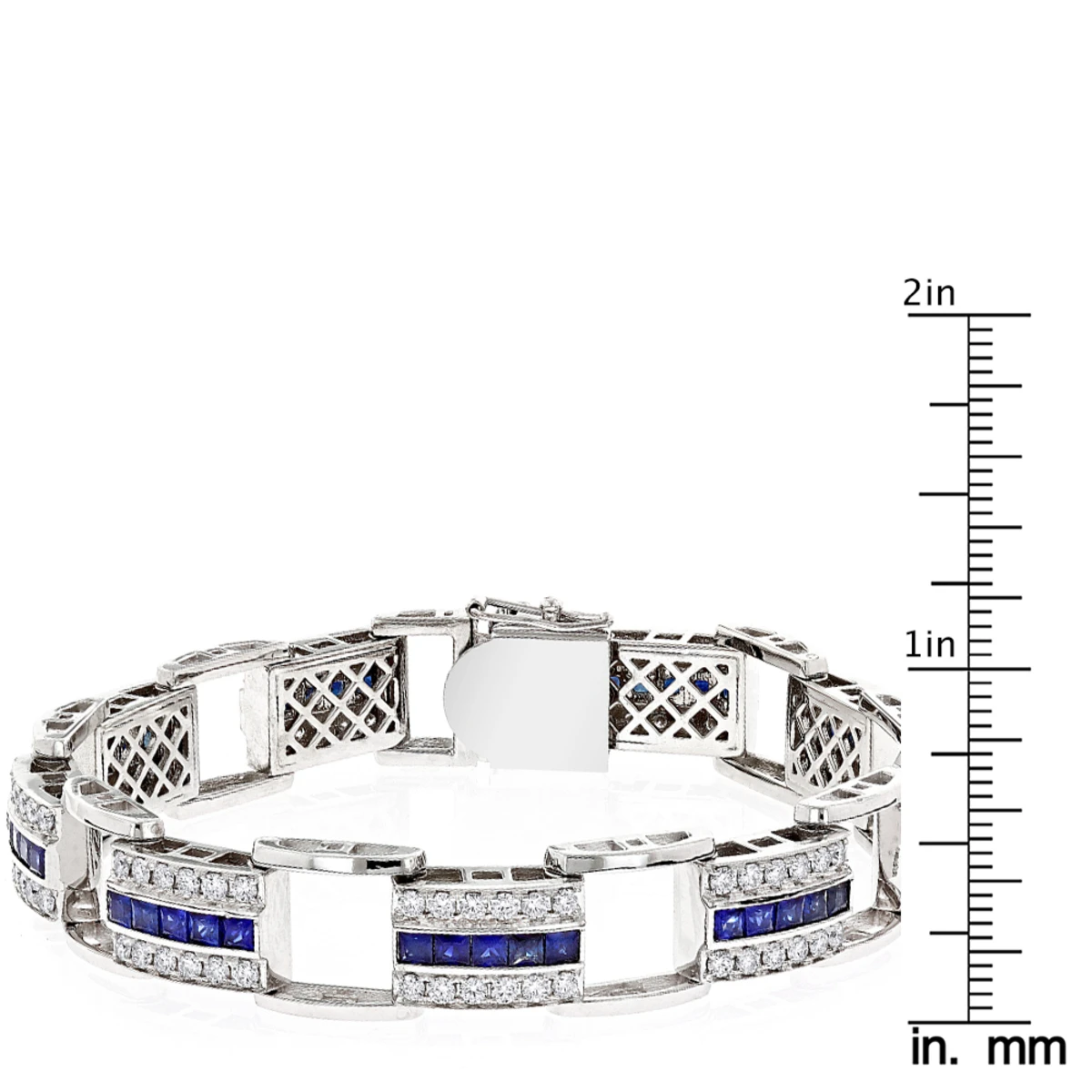 Unique Diamond And Sapphires Bracelet 14K White Gold 8 Unique Diamond And Sapphires Bracelet 14K White Gold - Image 6