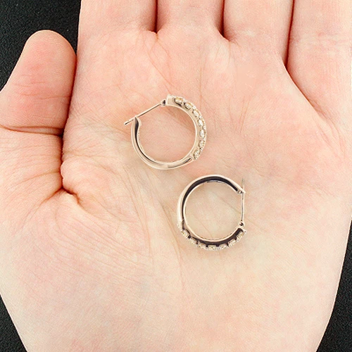 Unique 14K Yellow Gold Diamond Hoop Huggie Earrings 1.58ct 6 Unique 14K Yellow Gold Diamond Hoop Huggie Earrings 1.58ct - Image 4