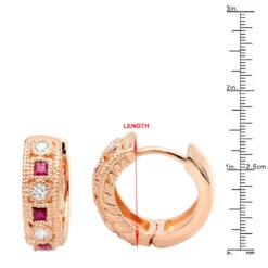 Unique Diamonds And Rubies Earrings Huggies 14K Yellow Gold Small Hoops 1/4 Inch -Invicta Jewelry Store unique diamonds and rubies earrings huggies 14k gold small hoops 14 inch 001300 rulerro