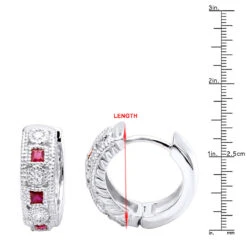Unique Diamonds And Rubies Earrings Huggies 14K Yellow Gold Small Hoops 1/4 Inch -Invicta Jewelry Store unique diamonds and rubies earrings huggies 14k gold small hoops 14 inch 001300 rulerwh