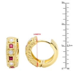 Unique Diamonds And Rubies Earrings Huggies 14K Yellow Gold Small Hoops 1/4 Inch -Invicta Jewelry Store unique diamonds and rubies earrings huggies 14k gold small hoops 14 inch 001300 rulerye