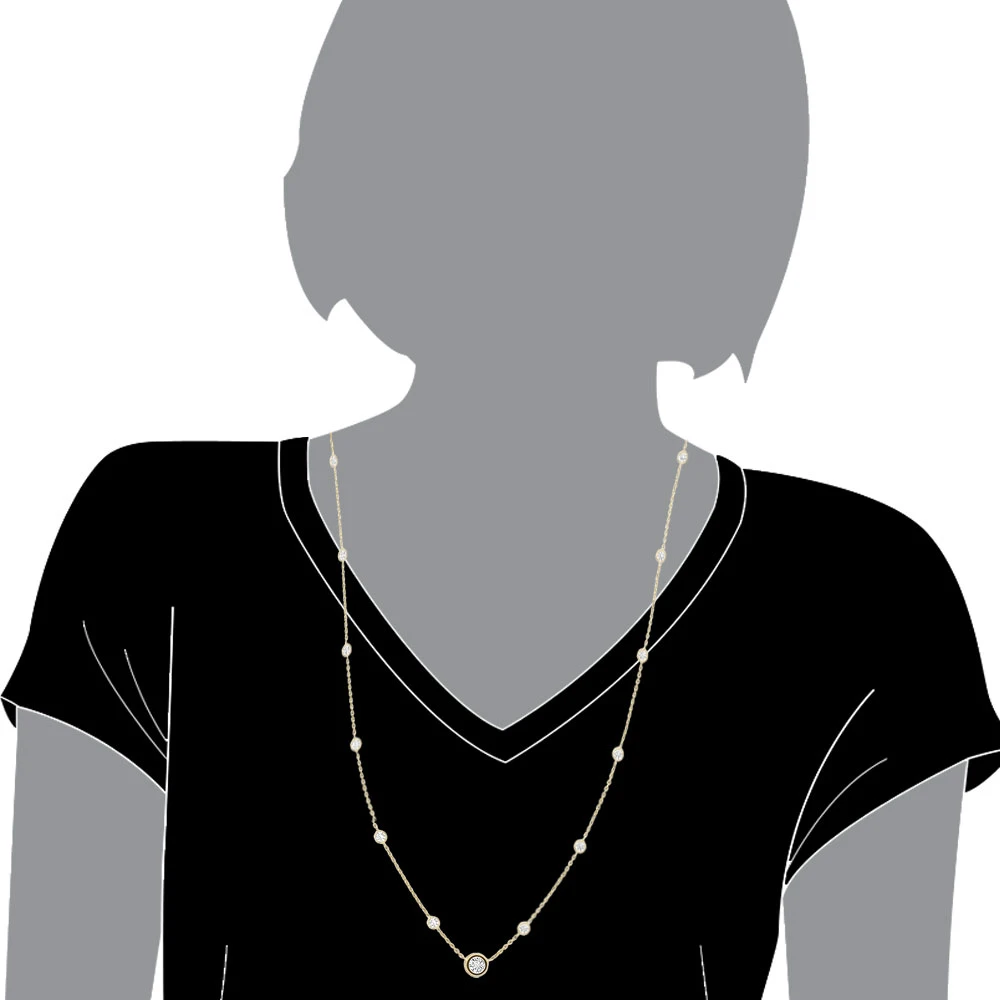 Unique Diamonds By The Yard Necklace 14K Yellow Gold 1.8 Carats Adjustable Length 9 Unique Diamonds By The Yard Necklace 14K Yellow Gold 1.8 Carats Adjustable Length - Image 7