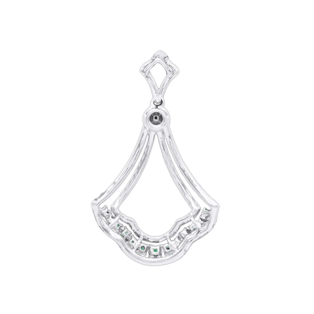 Unique Ladies 1.3 Carat Diamond And Emerald Pendant Necklace 14K White Gold 6 Unique Ladies 1.3 Carat Diamond And Emerald Pendant Necklace 14K White Gold - Image 4