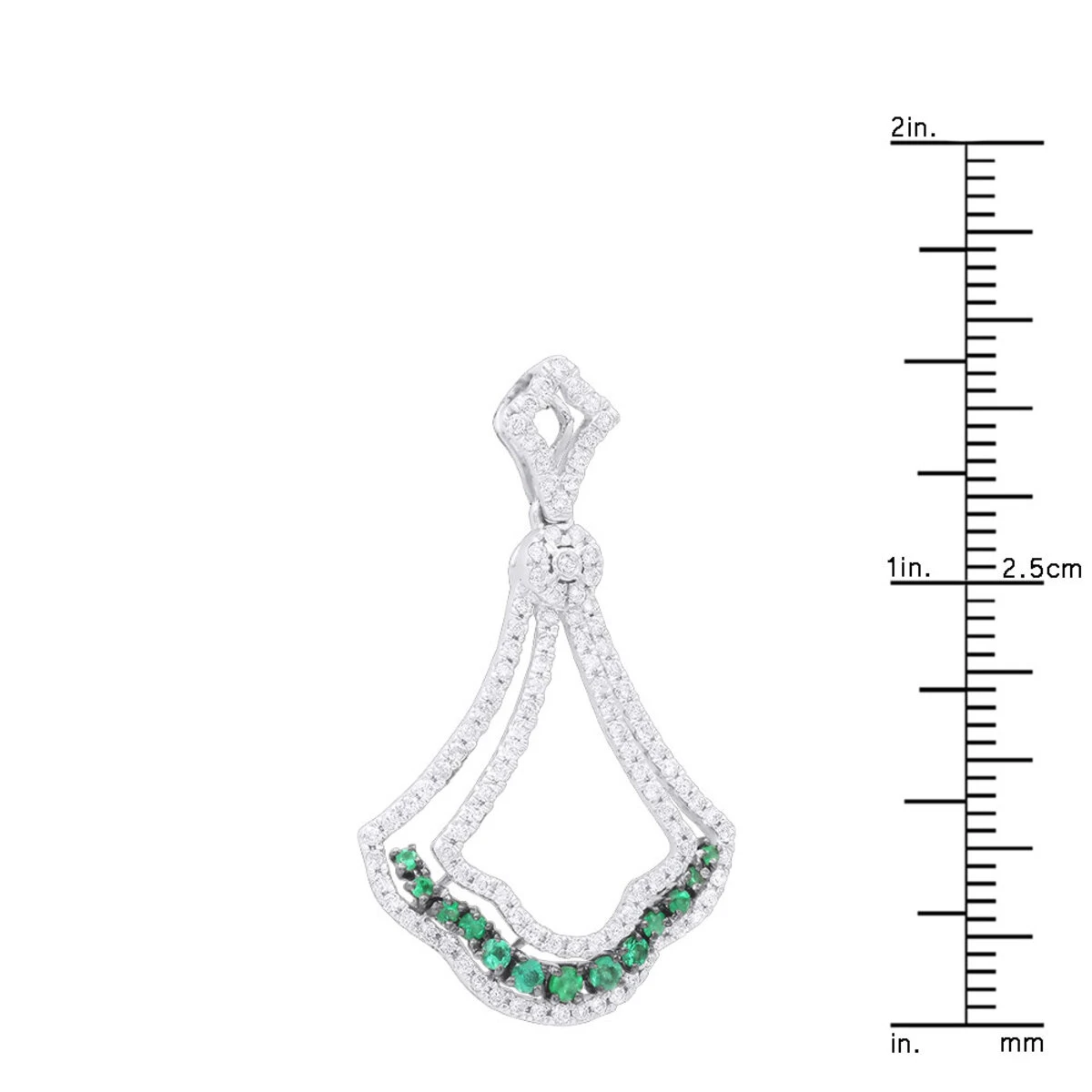 Unique Ladies 1.3 Carat Diamond And Emerald Pendant Necklace 14K White Gold 10 Unique Ladies 1.3 Carat Diamond And Emerald Pendant Necklace 14K White Gold - Image 8