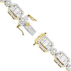 Unique Diamond Necklace For Women 10K Yellow Gold 17 Carats -Invicta Jewelry Store unique ladies diamond necklace 14k gold 17 carats baguette round diamonds clasp yellow