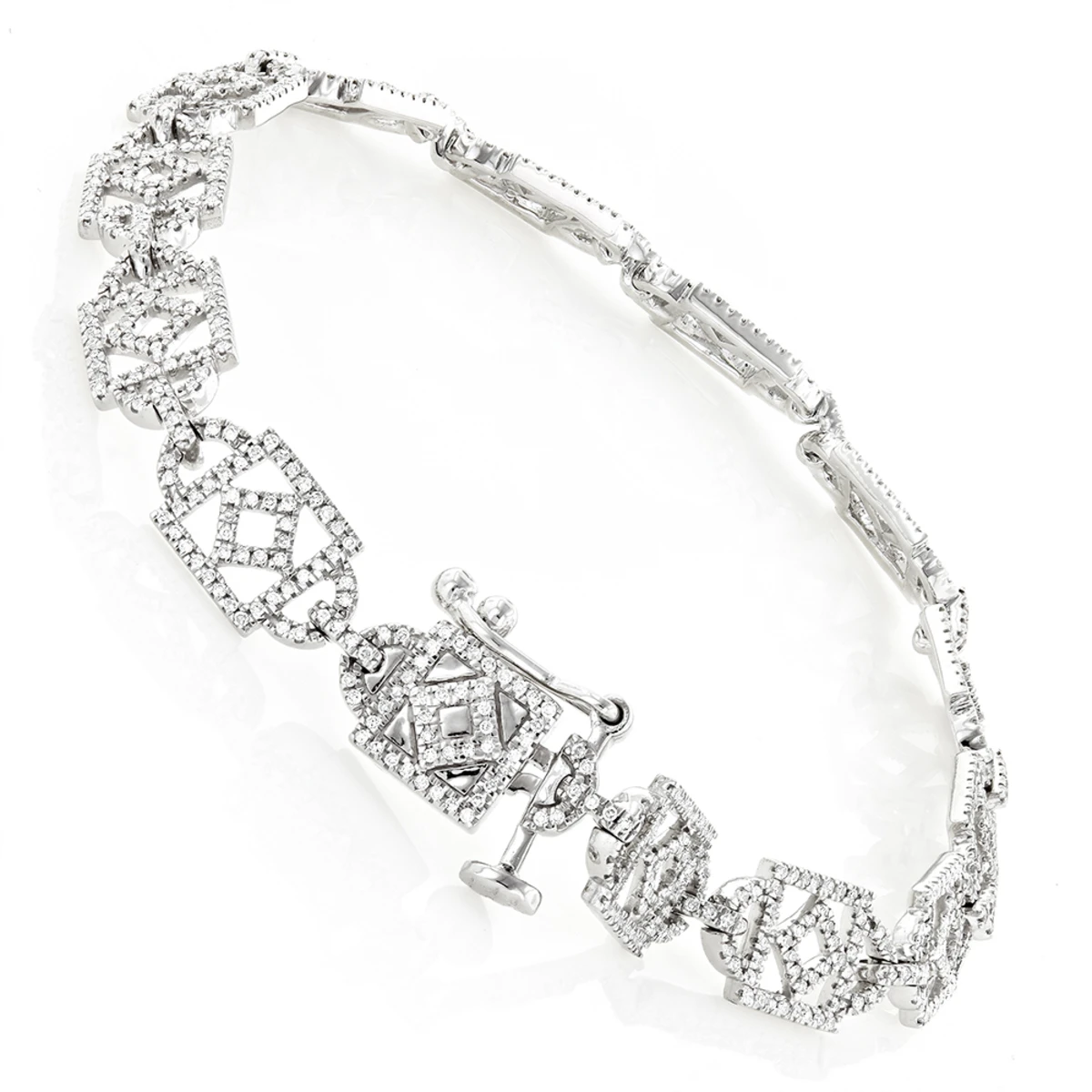 Unique Ladies Round Diamond Bracelet 14K White Gold 1.3ct 6 Unique Ladies Round Diamond Bracelet 14K White Gold 1.3ct - Image 4