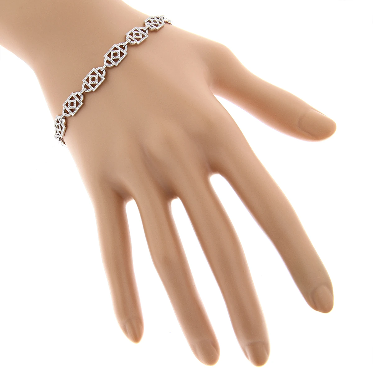 Unique Ladies Round Diamond Bracelet 14K White Gold 1.3ct 7 Unique Ladies Round Diamond Bracelet 14K White Gold 1.3ct - Image 5