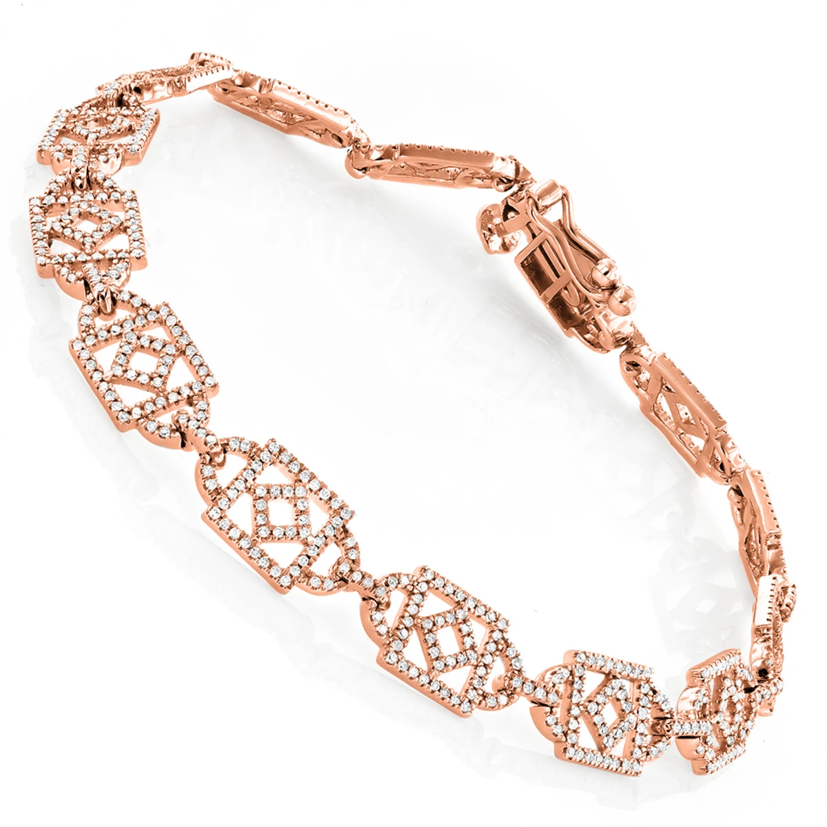 Unique Ladies Round Diamond Bracelet 14K White Gold 1.3ct 5 Unique Ladies Round Diamond Bracelet 14K White Gold 1.3ct - Image 3