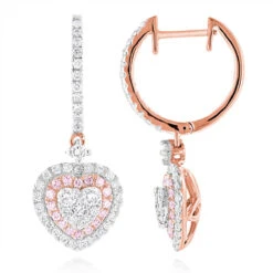 Unique Luxurman Drop Earrings White & Pink Diamond Heart Earrings 14K White Gold 10 Unique Luxurman Drop Earrings White & Pink Diamond Heart Earrings 14K White Gold -Invicta Jewelry Store unique luxurman drop earrings white pink diamond heart earrings 14k gold ro