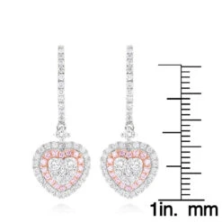 Unique Luxurman Drop Earrings White & Pink Diamond Heart Earrings 14K White Gold 13 Unique Luxurman Drop Earrings White & Pink Diamond Heart Earrings 14K White Gold -Invicta Jewelry Store unique luxurman drop earrings white pink diamond heart earrings 14k gold rulerwh