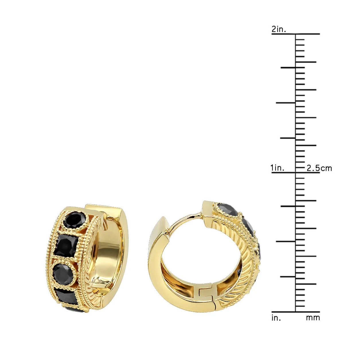 Unique Diamond Hoop Earrings Large Black Diamond Huggies 14K Yellow Gold 3ct 8 Unique Diamond Hoop Earrings Large Black Diamond Huggies 14K Yellow Gold 3ct - Image 6