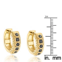 Unique Small Diamond Hoop Earring: Black Diamond Huggies 14K Yellow Gold 0.85ct -Invicta Jewelry Store unique small diamond hoop earring black diamond huggies in 14k gold 085ct rulerye