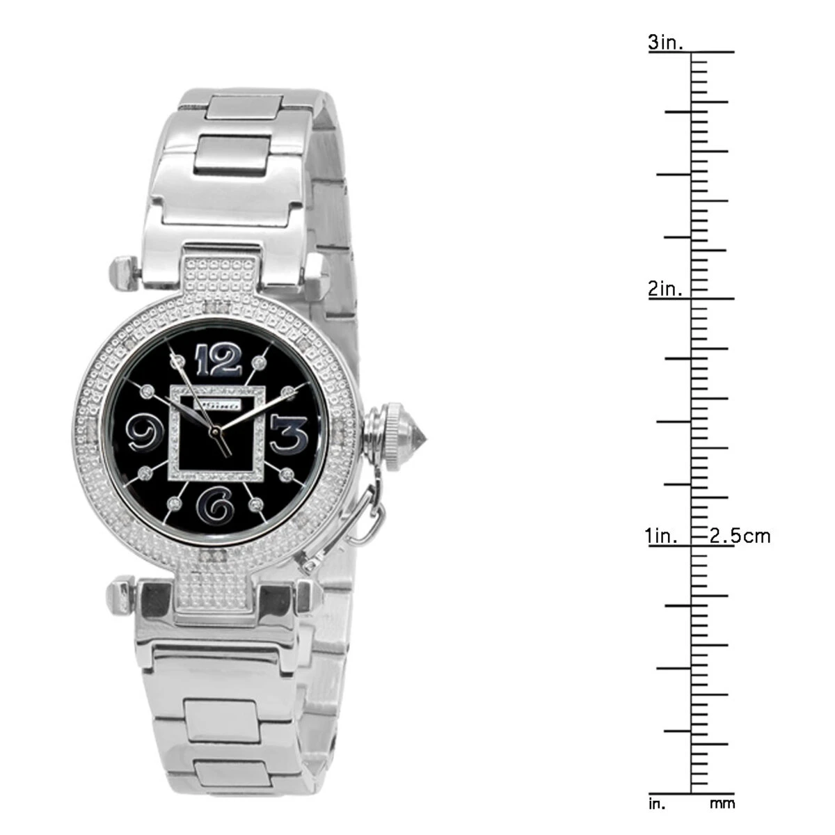 Unique White JoJino Real Diamond Watch For Women 0.12ct Black Dial 6 Unique White JoJino Real Diamond Watch For Women 0.12ct Black Dial - Image 4