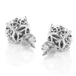 Unisex Round Diamond Cluster Earrings 14K White Gold 2ct Halo Studs -Invicta Jewelry Store unisex round diamond cluster earrings 14k gold 2ct halo studs backwh