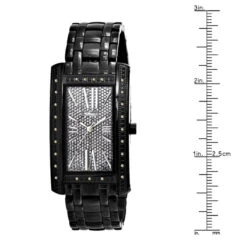 Black JoJino Women's Diamond Watch Rectangular Shape Iced Out Black Dial 0.25ct -Invicta Jewelry Store watches black jojino womens diamond watch rectangular shape iced out black dial 025ct 968793 ruler