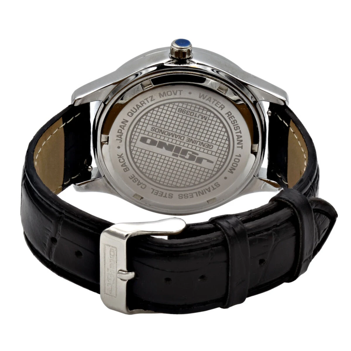 White JoJino Diamond Watch For Women Black Leather Band 0.12ct Iced Out Dial 4 White JoJino Diamond Watch For Women Black Leather Band 0.12ct Iced Out Dial - Image 2