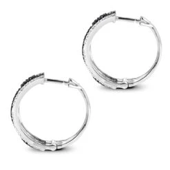 White And Black Diamond Hoop Earrings 0.9 Ct 14K White Gold 11 White And Black Diamond Hoop Earrings 0.9 Ct 14K White Gold -Invicta Jewelry Store white and black diamond hoop earrings 095ct 14k gold p 48289 backwh