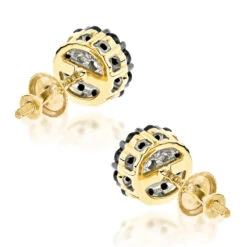 White Black Diamond Earrings 0.6ct 14K Yellow Gold Studs 11 White Black Diamond Earrings 0.6ct 14K Yellow Gold Studs -Invicta Jewelry Store white black diamond earrings 060ct 14k p 43358 backye