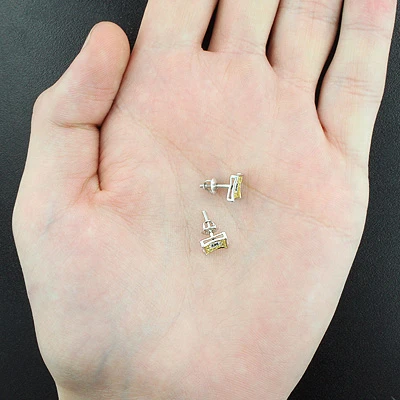 White Blue Yellow Diamond Earrings 0.35 Sterling Silver 4 White Blue Yellow Diamond Earrings 0.35 Sterling Silver - Image 2