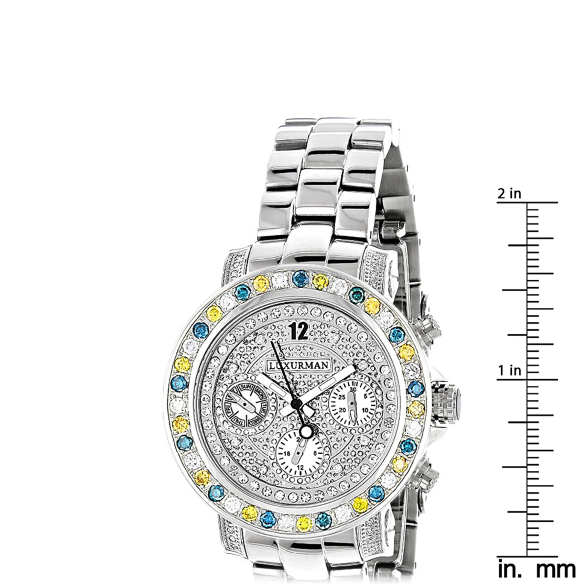 White Blue Yellow Diamond Watch By LUXURMAN 2.75ct Ladies 7 White Blue Yellow Diamond Watch By LUXURMAN 2.75ct Ladies - Image 5