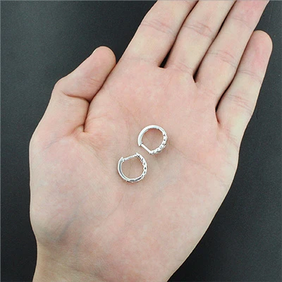 White And Champaign Diamond Hoop Huggie Earrings 0.47ct 14K White Gold 4 White And Champaign Diamond Hoop Huggie Earrings 0.47ct 14K White Gold - Image 2