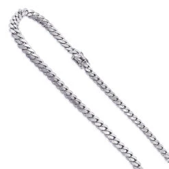 14K White Gold Miami Cuban Link Curb Chain 9.5mm 22-40in